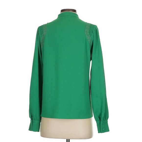 Sezane Fride Blouse Emerald Green Vert Flash French Girl Top Lightweight Size 2 - Picture 5 of 13